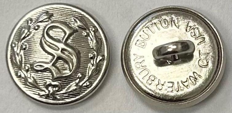S UNIFORM SHIRT BUTTON NICKEL - 1 S UNIFORM NICKEL BUTTON ONLY.